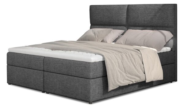 Manželská postel Boxspring 160 cm Amebra (světle šedá) (s matracemi a úl. prostorem). 1025389