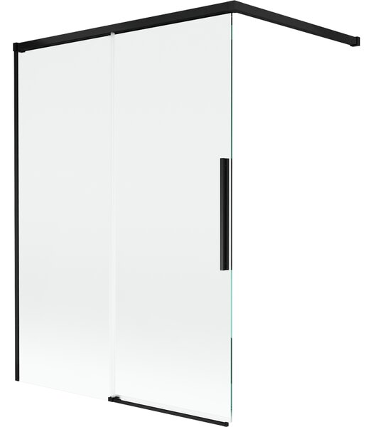 Mexen Rox, 2-křídlová posuvná vanová zástěna 120 x 150 cm, 8mm čiré sklo, černý matný profil, 8C9-120-003-70-00