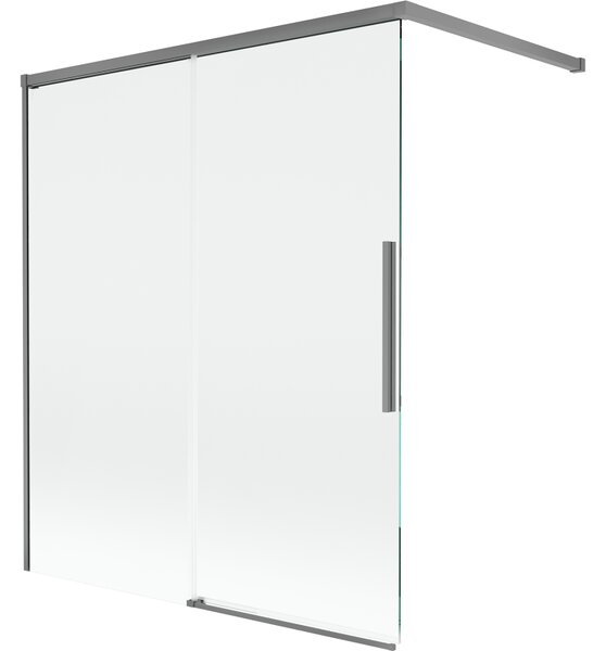 Mexen Rox, 2-křídlová posuvná vanová zástěna 120 x 150 cm, 8mm čiré sklo, grafitový profil, 8C9-120-003-95-00