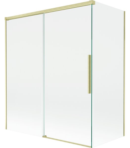 Mexen Rox, 2-křídlová posuvná vanová zástěna 140 + 70 x 150 cm, 8mm čiré sklo, zlatý matný profil, 8C9-140-070-55-00