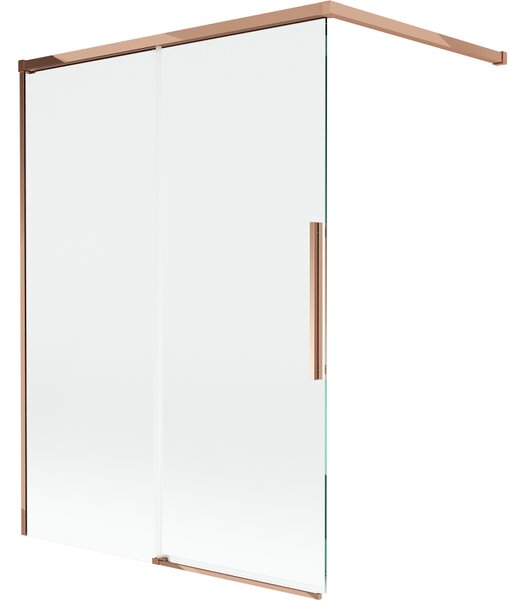 Mexen Rox, 2-křídlová posuvná vanová zástěna 120 x 150 cm, 8mm čiré sklo, růžové zlato profil, 8C9-120-003-60-00