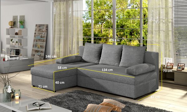 Rohová sedací souprava Genna (černá) (P). Akce -11%