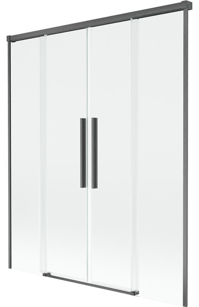 Mexen Rox, 2-křídlová posuvná vanová zástěna 140 x 150 cm, 8mm čiré sklo, broušený grafit profil, 8C9-140-002-66-00