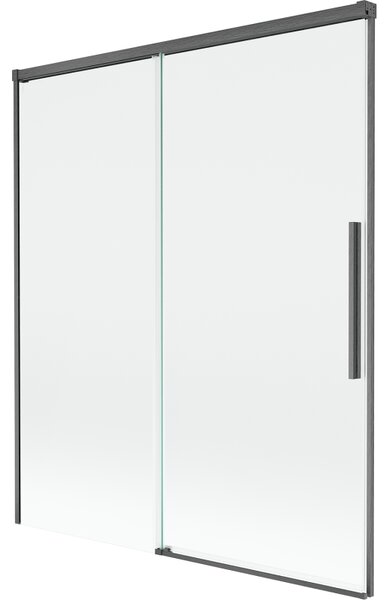 Mexen Rox, 2-křídlová posuvná vanová zástěna 140 x 150 cm, 8mm čiré sklo, broušený grafit profil, 8C9-140-001-66-00