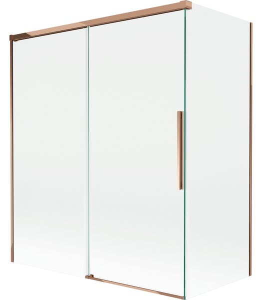 Mexen Rox, 2-křídlová posuvná vanová zástěna 140 + 70 x 150 cm, 8mm čiré sklo, růžové zlato profil, 8C9-140-070-60-00