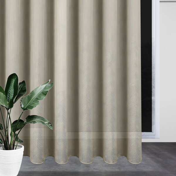 Záclona/Závěs béžovo-hnědá Linen Mist s efektem lnu a olůvkem Ervi 4451