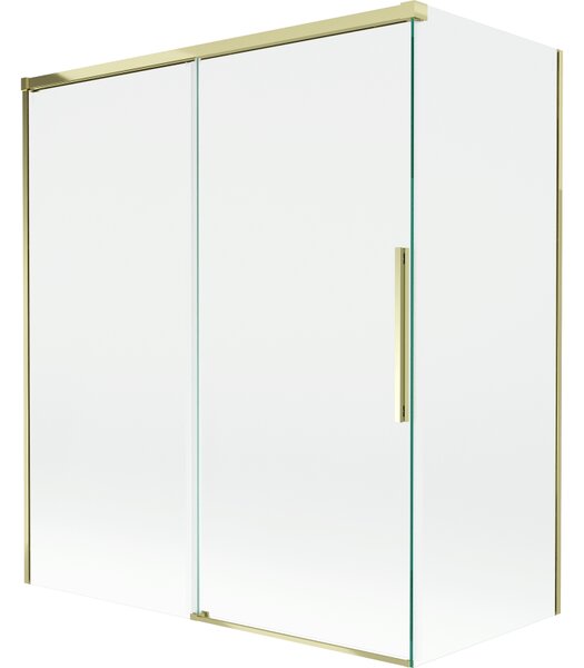 Mexen Rox, 2-křídlová posuvná vanová zástěna 140 + 70 x 150 cm, 8mm čiré sklo, zlatý lesklý profil, 8C9-140-070-50-00