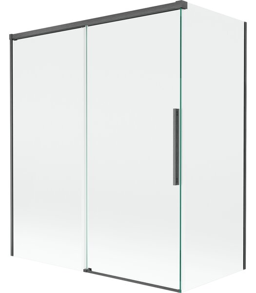 Mexen Rox, 2-křídlová posuvná vanová zástěna 140 + 70 x 150 cm, 8mm čiré sklo, broušený grafit profil, 8C9-140-070-66-00