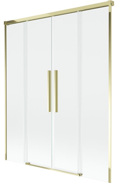 Mexen Rox, 2-křídlová posuvná vanová zástěna 140 x 150 cm, 8mm čiré sklo, zlatý lesklý profil, 8C9-140-002-50-00