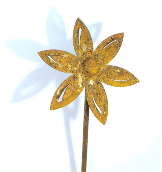 Kovový zahradní zápich corten 3D Květina rezavá 50 cm