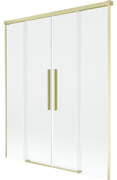 Mexen Rox, 2-křídlová posuvná vanová zástěna 140 x 150 cm, 8mm čiré sklo, zlatý matný profil, 8C9-140-002-55-00