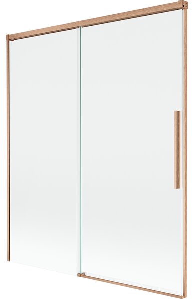 Mexen Rox, 2-křídlová posuvná vanová zástěna 140 x 150 cm, 8mm čiré sklo, měděný matný profil, 8C9-140-001-65-00