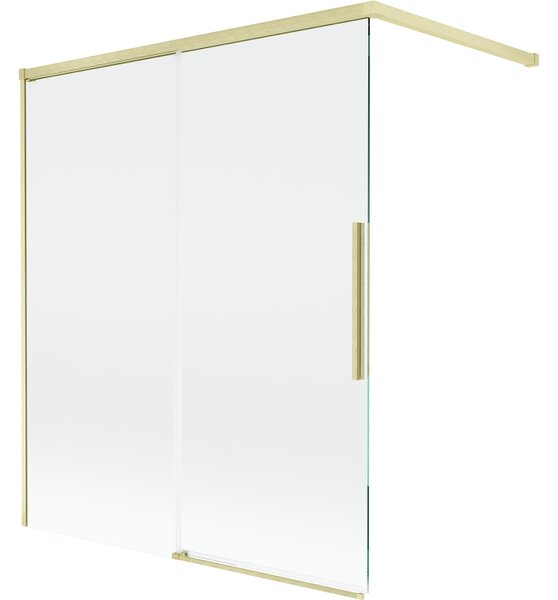 Mexen Rox, 2-křídlová posuvná vanová zástěna 140 x 150 cm, 8mm čiré sklo, zlatý matný profil, 8C9-140-003-55-00