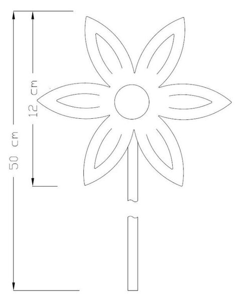 Kovový zahradní zápich corten 3D Květina rezavá 50 cm