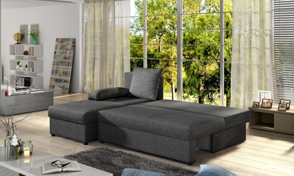 Rohová sedací souprava Genna (černá) (L). Akce -8%