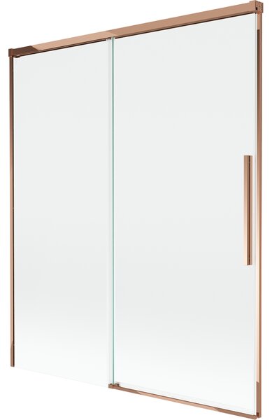 Mexen Rox, 2-křídlová posuvná vanová zástěna 140 x 150 cm, 8mm čiré sklo, růžové zlato profil, 8C9-140-001-60-00