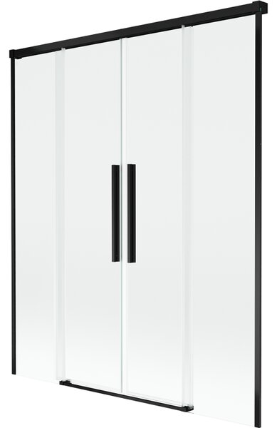 Mexen Rox, 2-křídlová posuvná vanová zástěna 140 x 150 cm, 8mm čiré sklo, černý matný profil, 8C9-140-002-70-00