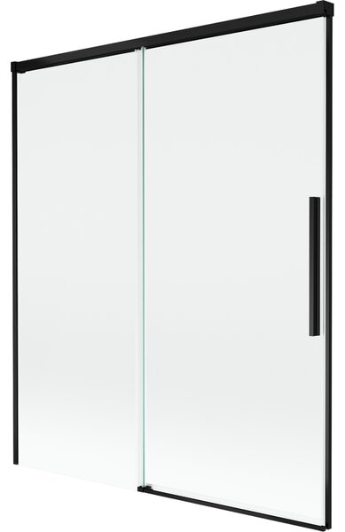 Mexen Rox, 2-křídlová posuvná vanová zástěna 140 x 150 cm, 8mm čiré sklo, černý matný profil, 8C9-140-001-70-00