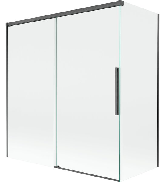 Mexen Rox, 2-křídlová posuvná vanová zástěna 150 + 70 x 150 cm, 8mm čiré sklo, broušený grafit profil, 8C9-150-070-66-00