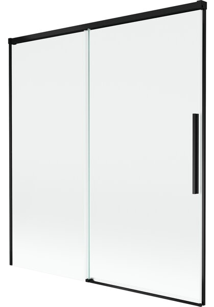 Mexen Rox, 2-křídlová posuvná vanová zástěna 150 x 150 cm, 8mm čiré sklo, černý matný profil, 8C9-150-001-70-00