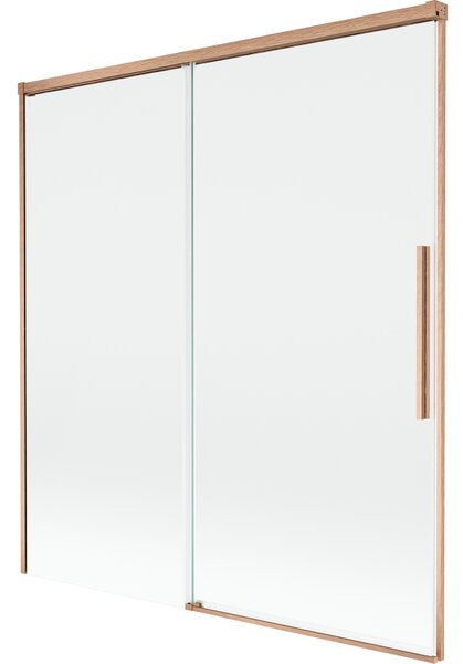 Mexen Rox, 2-křídlová posuvná vanová zástěna 150 x 150 cm, 8mm čiré sklo, měděný matný profil, 8C9-150-001-65-00