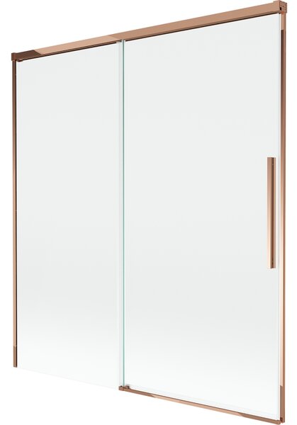 Mexen Rox, 2-křídlová posuvná vanová zástěna 150 x 150 cm, 8mm čiré sklo, růžové zlato profil, 8C9-150-001-60-00