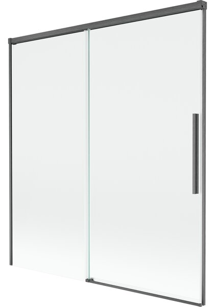 Mexen Rox, 2-křídlová posuvná vanová zástěna 150 x 150 cm, 8mm čiré sklo, broušený grafit profil, 8C9-150-001-66-00