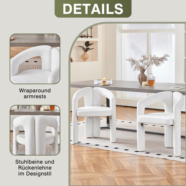 Dvoudílná sada jídelních židlí, samet, polstrování, opěrky rukou, moderní design, nosnost do 150 kg