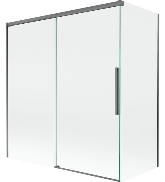 Mexen Rox, 2-křídlová posuvná vanová zástěna 150 + 70 x 150 cm, 8mm čiré sklo, grafitový profil, 8C9-150-070-95-00