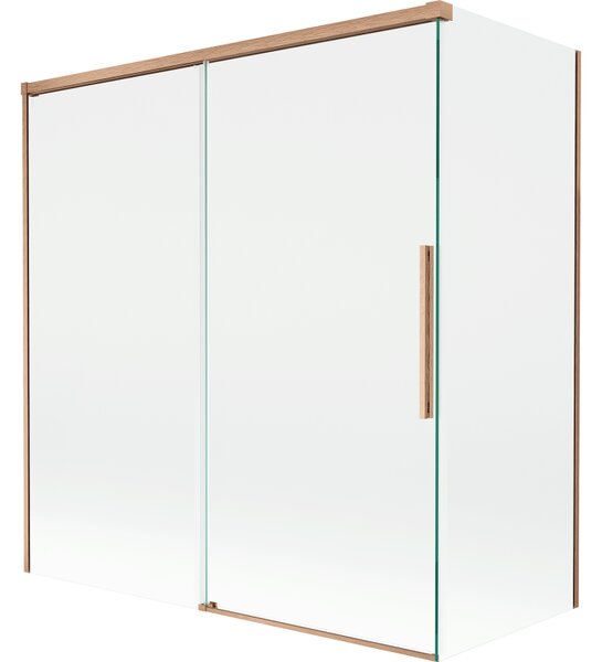 Mexen Rox, 2-křídlová posuvná vanová zástěna 150 + 70 x 150 cm, 8mm čiré sklo, měděný matný profil, 8C9-150-070-65-00