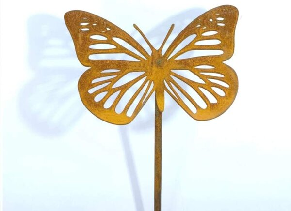 Zahradní kovový zápich corten Motýl rezavý 50 cm