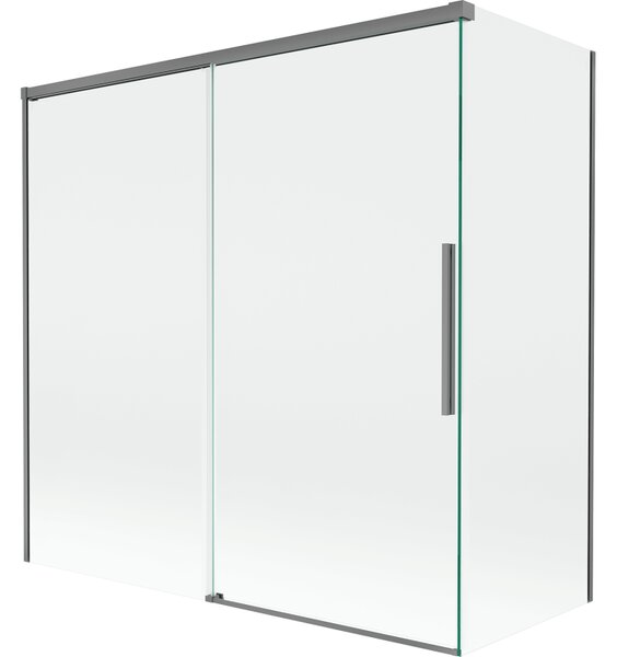 Mexen Rox, 2-křídlová posuvná vanová zástěna 160 + 75 x 150 cm, 8mm čiré sklo, grafitový profil, 8C9-160-075-95-00
