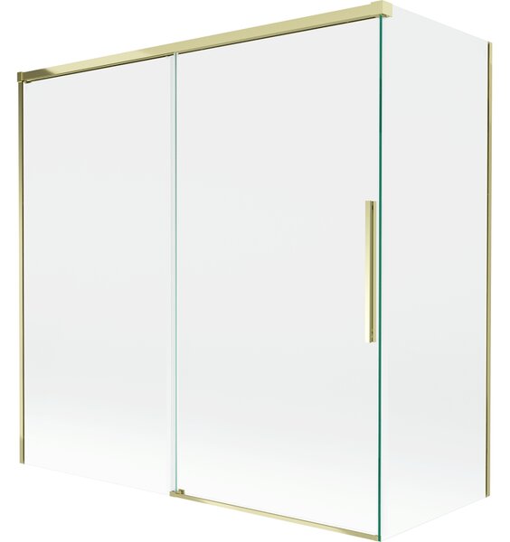 Mexen Rox, 2-křídlová posuvná vanová zástěna 160 + 80 x 150 cm, 8mm čiré sklo, zlatý lesklý profil, 8C9-160-080-50-00