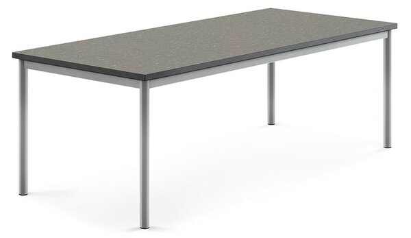 AJ Produkty Stůl SONITUS, 1800x800x600 mm, stříbrné nohy, deska s linoleem, tmavě šedá