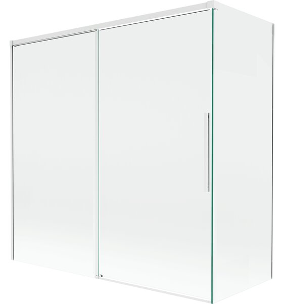 Mexen Rox, 2-křídlová posuvná vanová zástěna 160 + 75 x 150 cm, 8mm čiré sklo, bílý profil, 8C9-160-075-20-00