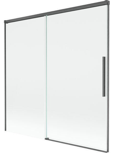 Mexen Rox, 2-křídlová posuvná vanová zástěna 160 x 150 cm, 8mm čiré sklo, broušený grafit profil, 8C9-160-001-66-00