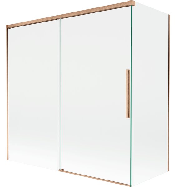Mexen Rox, 2-křídlová posuvná vanová zástěna 160 + 70 x 150 cm, 8mm čiré sklo, měděný matný profil, 8C9-160-070-65-00