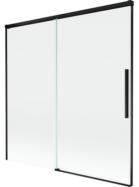 Mexen Rox, 2-křídlová posuvná vanová zástěna 160 x 150 cm, 8mm čiré sklo, černý matný profil, 8C9-160-001-70-00