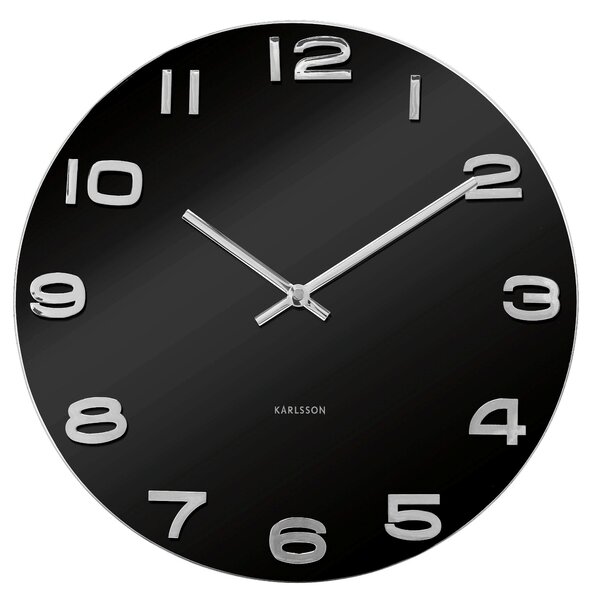 Nástěnné hodiny Vintage black round 35 cm černé - Karlsson (Designové hodiny 4401 černé 35 cm - Karlsson)