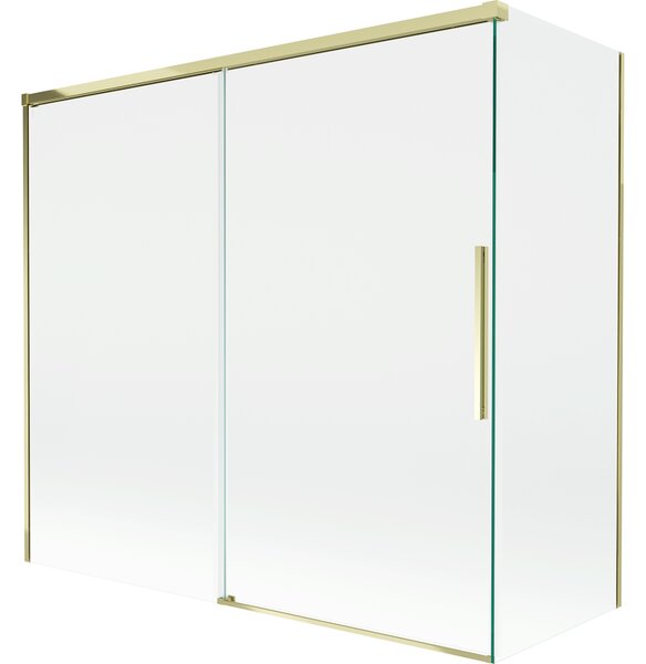 Mexen Rox, 2-křídlová posuvná vanová zástěna 170 + 70 x 150 cm, 8mm čiré sklo, zlatý lesklý profil, 8C9-170-070-50-00