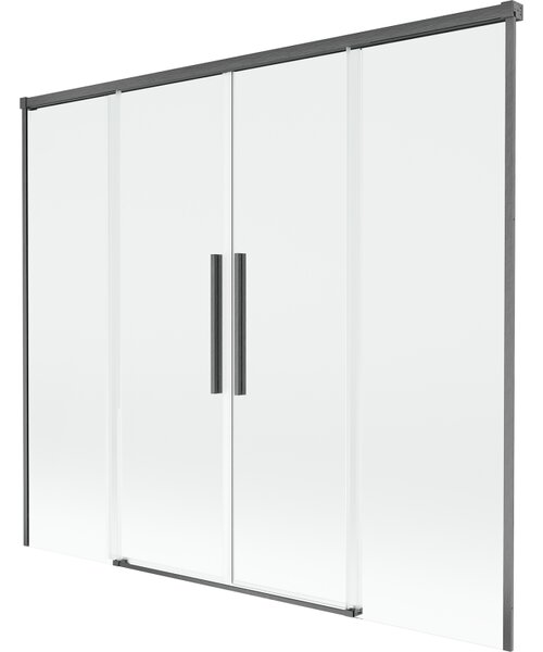 Mexen Rox, 2-křídlová posuvná vanová zástěna 170 x 150 cm, 8mm čiré sklo, broušený grafit profil, 8C9-170-002-66-00