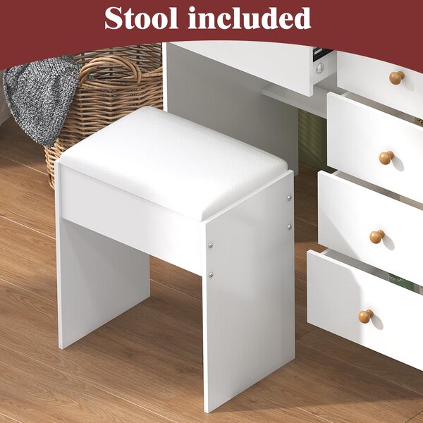 Kosmetický stolek se zrcadlem - bílý - MDF - moderní design