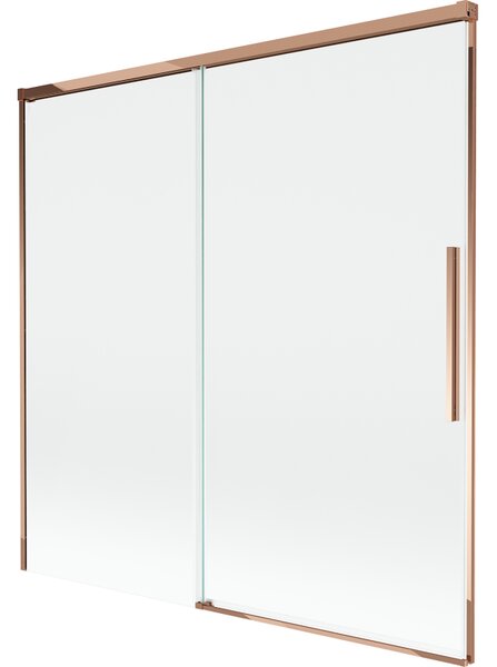 Mexen Rox, 2-křídlová posuvná vanová zástěna 160 x 150 cm, 8mm čiré sklo, růžové zlato profil, 8C9-160-001-60-00