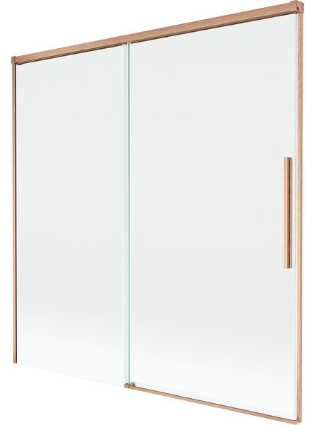 Mexen Rox, 2-křídlová posuvná vanová zástěna 160 x 150 cm, 8mm čiré sklo, měděný matný profil, 8C9-160-001-65-00