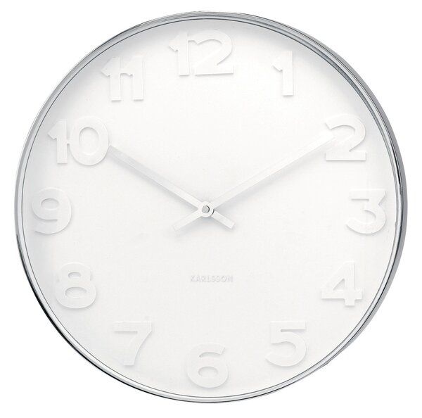 Nástěnné hodiny Mr. White numbers steel 38 cm - Karlsson (Designové hodiny 4383 38 cm - Karlsson)