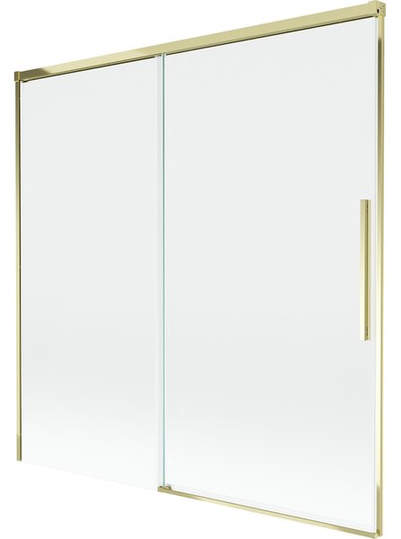 Mexen Rox, 2-křídlová posuvná vanová zástěna 160 x 150 cm, 8mm čiré sklo, zlatý lesklý profil, 8C9-160-001-50-00