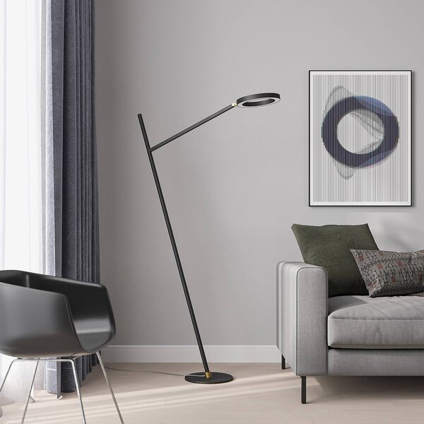 Lucande Nimbe LED stojací lampa, černá, stmívač