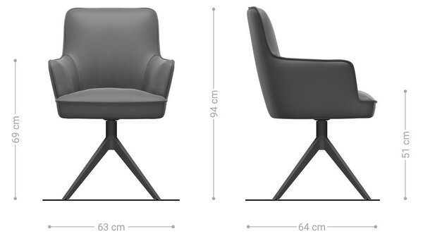 DELIFE Jídelní židle Heira-Flex s područkami mix materiálů tmavě béžová široká křížová podnož titanová efektová úprava otočná 360° taštičkové pružiny