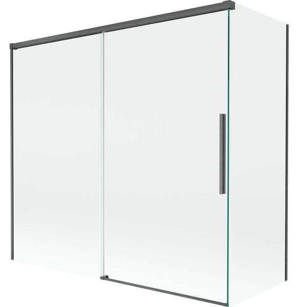Mexen Rox, 2-křídlová posuvná vanová zástěna 170 + 70 x 150 cm, 8mm čiré sklo, broušený grafit profil, 8C9-170-070-66-00