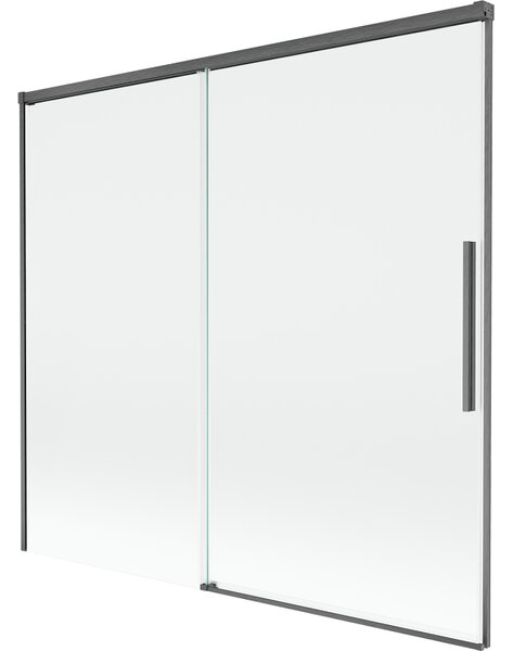 Mexen Rox, 2-křídlová posuvná vanová zástěna 170 x 150 cm, 8mm čiré sklo, broušený grafit profil, 8C9-170-001-66-00